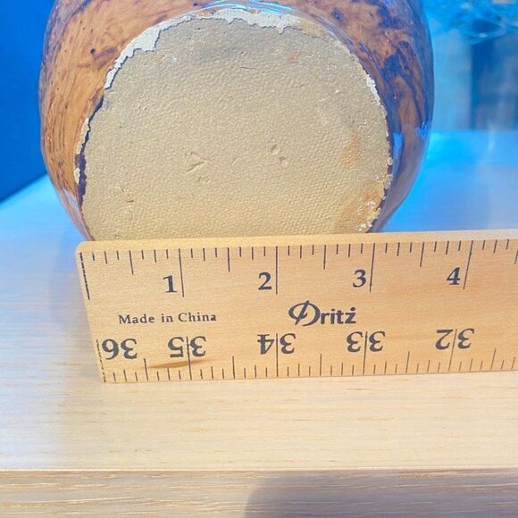 Vintage Handmade Glossy Ceramic Wood Print Vase - Picture 12 of 15